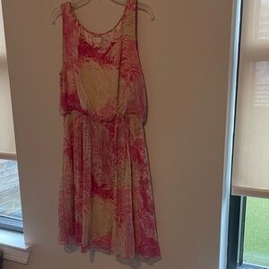 Anthropologie Vintage Inspired Pink and Cream Sleeveless Dress